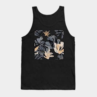 Smoke and Gold Flowers Tank Top